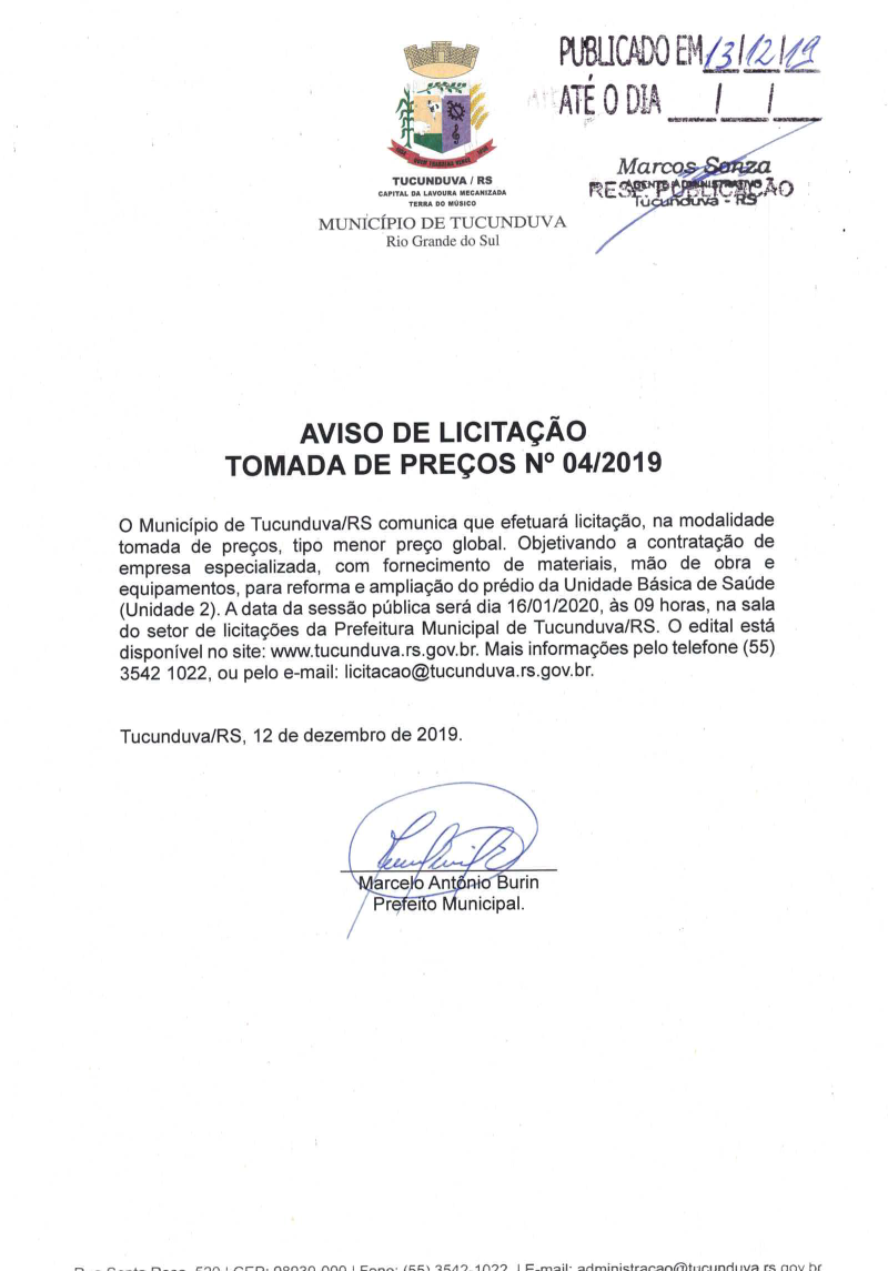 AVISO DE TMP 04_2019 REFORMA E AMPLIAÇÃO DA UBS 2